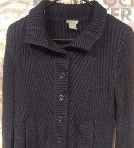 Ann Taylor large button sweater black size M